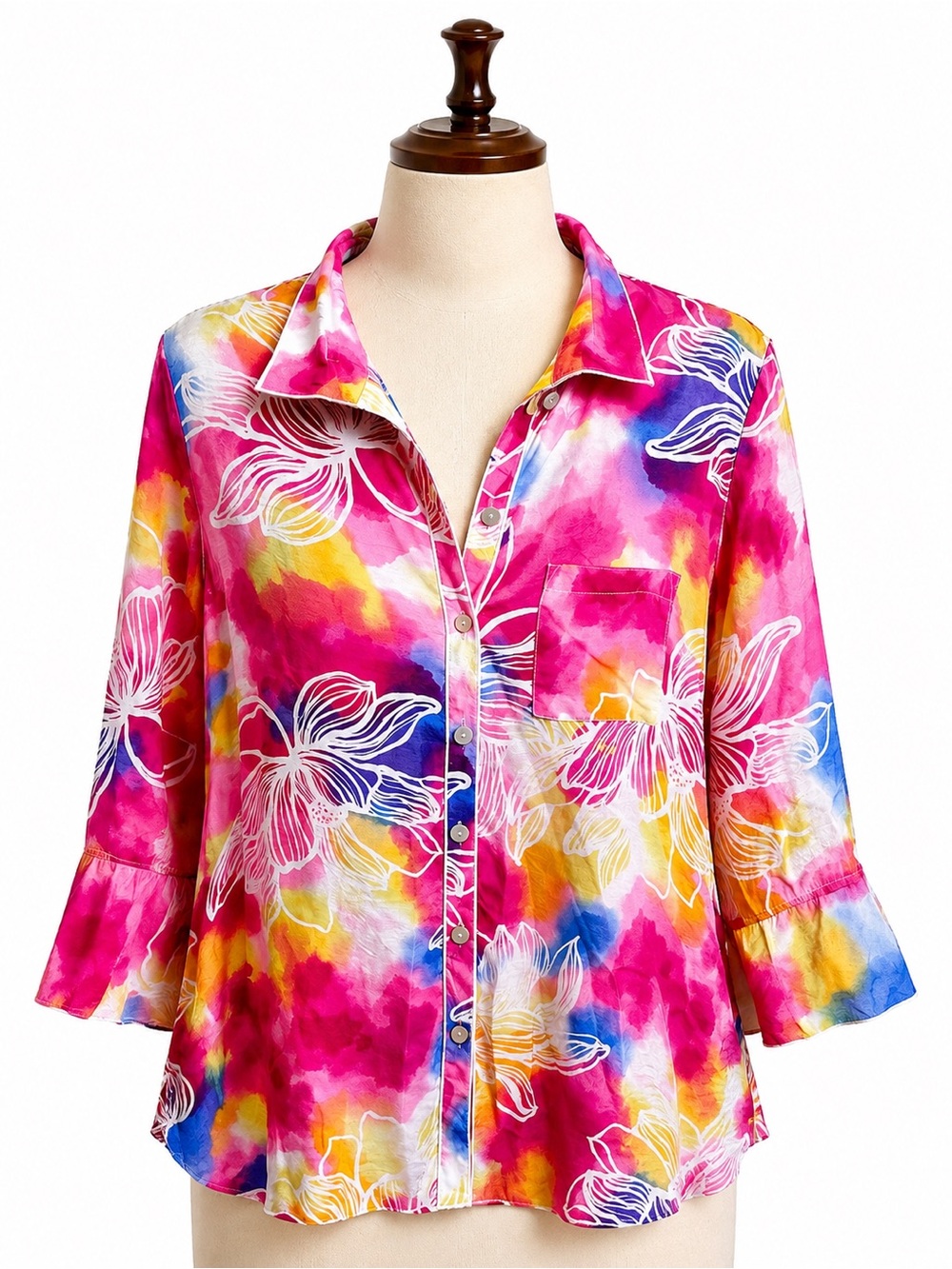 Multiples Pink Multi Floral Button-Down Shirt